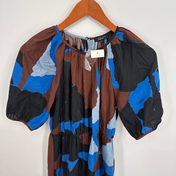 RAILS NWT Evereve Khloe Brown Blue Abstract Tiered Dress // S - Picture 6 of 12